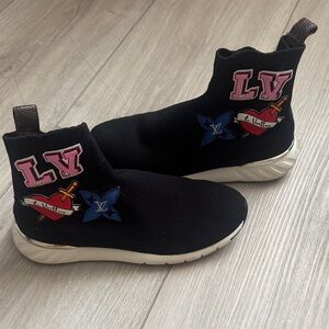 Louis Vuitton Black and Pink High-Top Sneakers